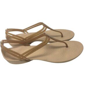Crocs Isabella T-Strap Jelly Sandals Women's Size 9 Iconic Comfort Shoe Bronze